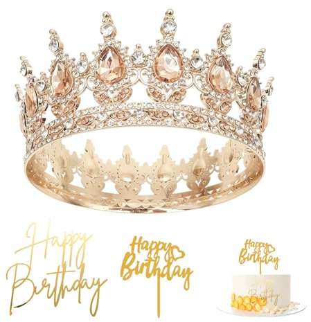 Prinzessin Krone Tiara Diadem für Damen und Mädchen | Glitzernde Kristall, Für Torte, Hochzeit, Geburtstag Party, Vintage Braut Haarschmuck