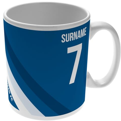 Go Find A Gift Personalised Colour Stripe 11oz Mug for Leeds United Fans, Great for Whites Football Supporters