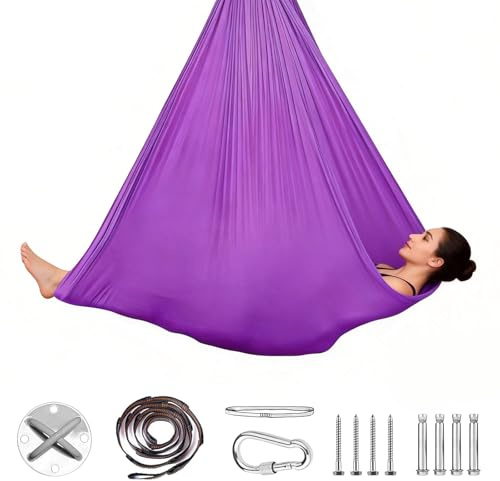 Aerial Yoga Hhängematte, 2-in-1 Yoga Hängematte & Swing, Max. 200 kg, 150 x 280 cm, Aerial Yogatuch inkl. Montagezubehör