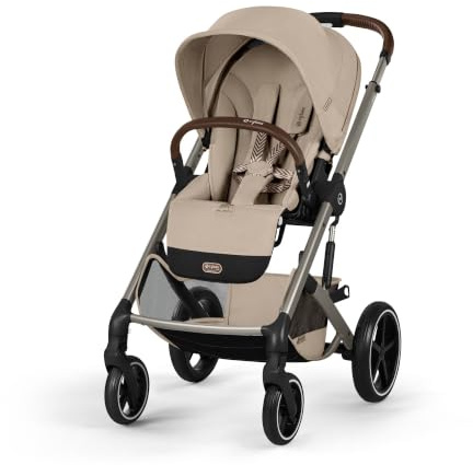 CYBEX Gold Kinderwagen BALIOS S LUX & Fold Cot, Almond Beige | Ab Geburt bis 4 Jahre, max 22 kg, Reisesystem, Kompakt faltbar, Einhand-Gurtsystem, All-Terrain-Räder