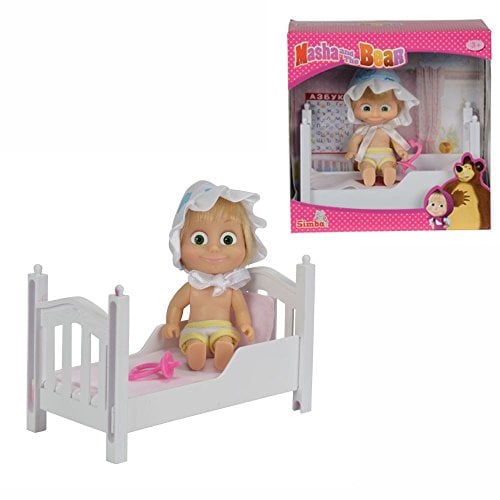 Simba 109301821 - Mascha und der Bär Mascha Puppe mit Bett