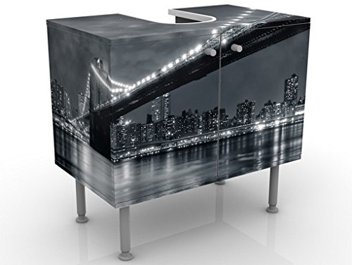 Apalis Waschbeckenunterschrank Manhattan Mysteries 60x55x35cm New York Schwarzweiß, Größe:55cm x 60cm