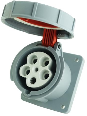 CEE - 5 x 63 A/IP 67 - Steckdose, Anbau-, für Schiene, gerade 100 x 107
