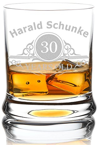 Whiskyglas mit Gravur personalisiert mit Name und Alter - Leonardo Tumbler 350 ml - Geschenkidee zum Geburtstag - Graviertes Whisky Glas - Geburtstagsgeschenke für Männer
