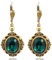 Vintage Ohrringe mit Markenkristallen Grün Antik Gold NOBEL SCHMUCK