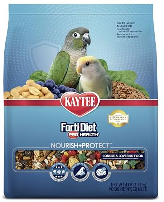 Kaytee Forti-Diet Pro Health Nourish+Protect Conure & Lovebird Food, Comprehensive Nutrition Backed by Science, Digestive Health, Immune Support, 4 pounds
