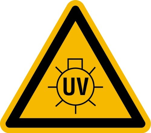 LEMAX® Aufkleber Warnschild, Warnung vor UV-Strahlung - praxisbewährt Folie selbstkl. gelb/schwarz, 100mm