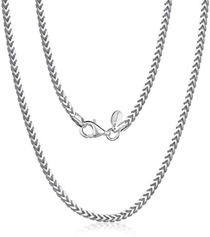 Amberta 925 Sterling Silber Halskette für Herren - Franco-Kette 2.5 mm: Herren-Halskette aus Silber 50 cm