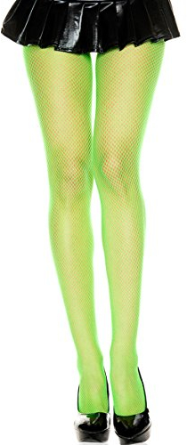PrettyLoveHose Collant Résille Classique (Noir, Beige, Blanc, Marron, Jaune, Bleu, Rose, Rouge, Vert) (Vert Fluo)