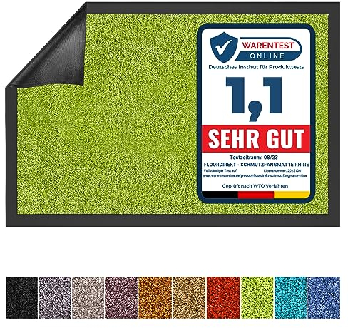 Floordirekt Schmutzfangmatte Rhine - waschbare & leistungsstarke Fußmatte - Sauberlaufmatte mit Rutschfester Rückseite - Türmatte für den Eingangsbereich (Grün, 120 cm x 180 cm)
