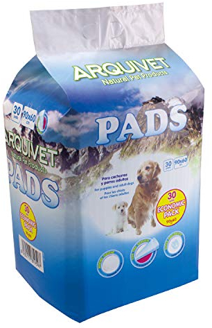 Arquivet Empapadores higiénicos educativos para Perros Desechables - Grandes (30 Unidades) - 90 x 60 cm