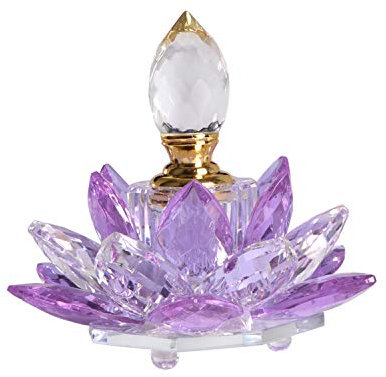 JQJ Crystal Purple Vintage Perfume Bottles Empty Lotus Flower Figurines Glass Gifts for Her Girlfriend Wife