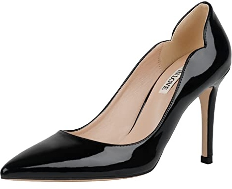 JOY IN LOVE Pumps für Damen, 8,9 cm, Stiletto, High Heels, spitzer Zehenbereich, Pumps, Schwarz Lack, 43 EU