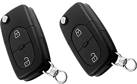 2x Ersatz Klappschlüssel Auto Schlüssel Gehäuse für 2 Tasten Funk Fernbedienung mit Rohling - Akkuart CR2032 - AUDI_KS03 Neu