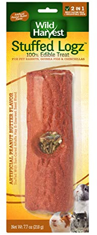 Wild Harvest Stuffed Logz 1 Count, Edible Treat for Rabbits, Guinea Pigs and Chinchillas, Artificial Peanut Butter Flavor