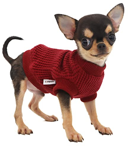 LOPHIPETS Hundepullover für kleine Hunde Welpen Chihuahua Yorkie Kleidung Kaltes Wetter Mantel Rot XXS