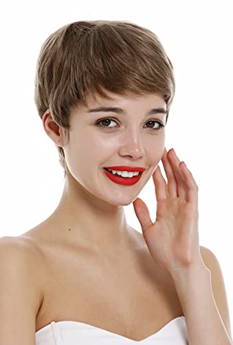 WIG ME UP - DW3107 HH-18 Human Hair Quality Wig unisex women men short wild wavy bowl cut light goldbrown brown