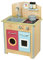 Teamson Kids Küche Klassisch Für Kinder Aus Holz Little Chef Porto Holzküchen-Spielset mit Interaktiven Funktionen & 4 Kochzubehör Natur TD-13595C