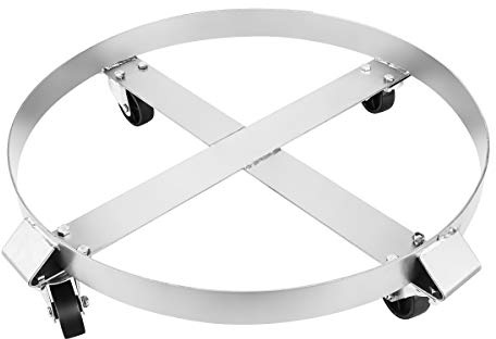 PENTAGON Tools 55 Gallonen Trommel und Mülltonnenwagen - Schwerlastwagen aus Metall mit Querstreben und Lenkrollen - 0,5 kg Kapazität (Silber)