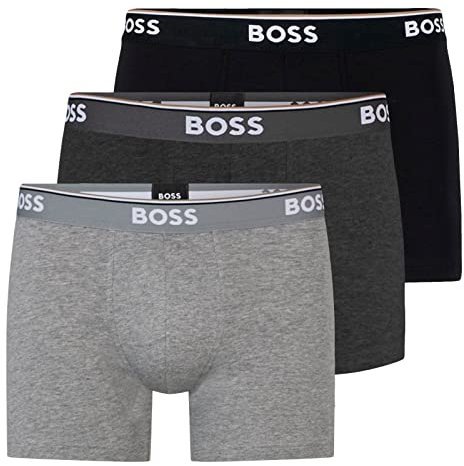 BOSS Mens BoxerBr 3P Power Three-Pack of Stretch-Cotton Boxer Briefs with Logos