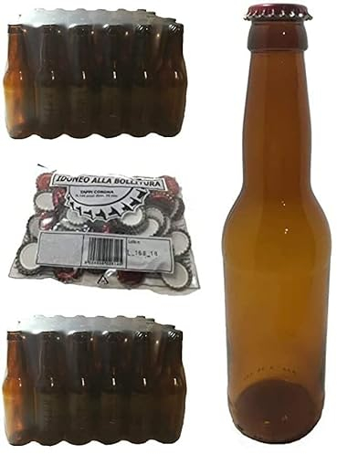 40pz Bottiglie Long Ale 500ml vuote per Birra Artigianale Complete di Tappi Corona 26 Oro
