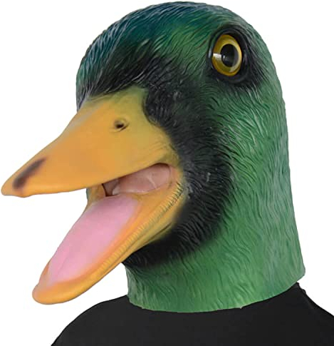 PARTYGEARS Halloween Grüne Entenmaske Latex Tier Vollkopfmaske für Erwachsene Party Cosplay Verkleidung Maske