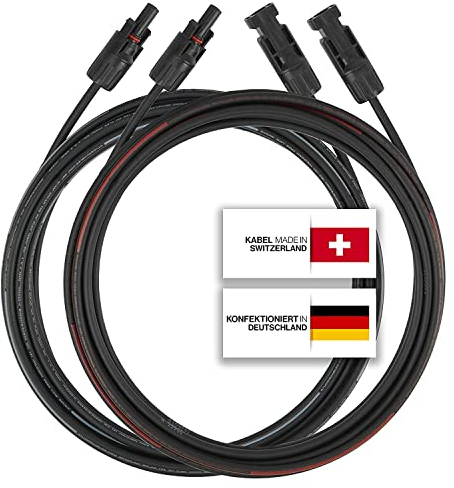 Solarkabel 2 x 8 Meter 4mm² mit Solarstecker, inkl. 0% MwSt. gem. § 12 Abs. 3 UStG (1-30m, 4mm²/6mm²) Solar Stecker, Solarleitung Verlängerungskabel für PV Kabel Solaranlage Solarpanel Verlängerung