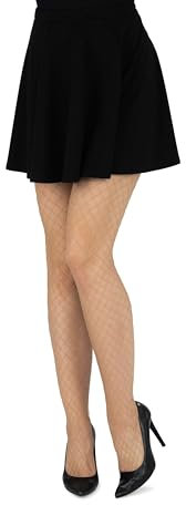 looksy Medias De Rejilla Para Mujer Pantimedias Con Diamantes, Medias Sexis De Cintura Alta, Malla Media Cruzada Elegante Rete22, Natural M/L