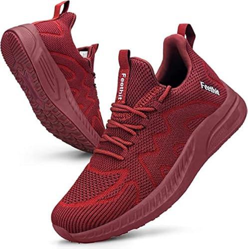 Feethit Turnschuhe Damen Leichtgewichts Atmungsaktiv Sportschuhe Sneaker Weinrot 36