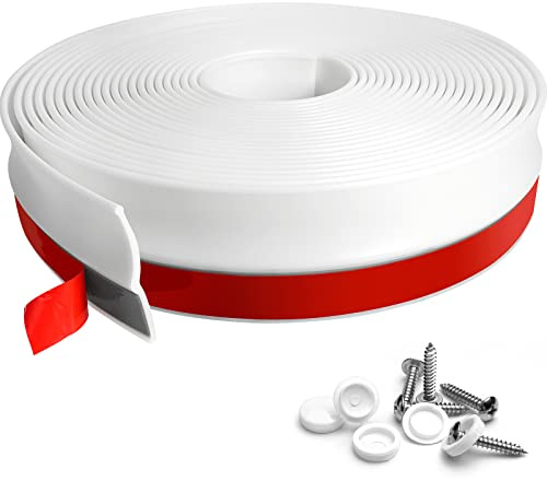 FCSOTSPS 36 Ft Garage Door Seal, Universal Garage Door Seal Top and Side Seal Strip,Durable Weatherproofing Rubber Seal Stripping Replacement (White)