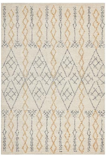 Teppich Baumwolle mit Muster beige / gelb 160 x 230 cm rechteckig Boho Kadapa