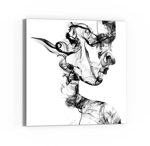 DEQORI Glasbild Echtglas | Motiv Frauenkopf aus Rauch | quadratisch einteilig 50x50 cm | schöne Dekoration | Wandbild für Wohnzimmer, Schlafzimmer, Flur & Küche | moderne Wanddeko