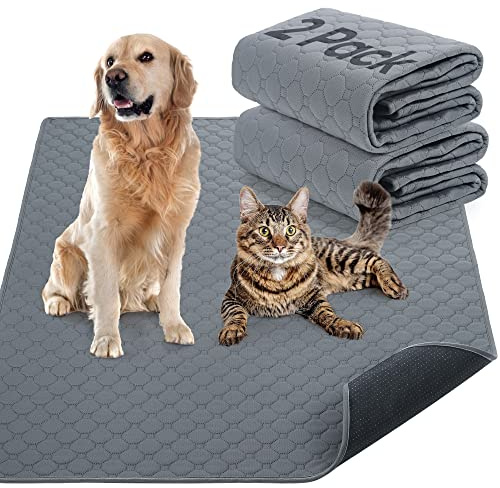 Wiederverwendbare Hundetrainingspads, 2 Stück, waschbare Welpen-Trainingspads, super saugfähig, wasserdicht, Urinierunterlagen für Hunde, Auto, Reisen (120cm*120cm)