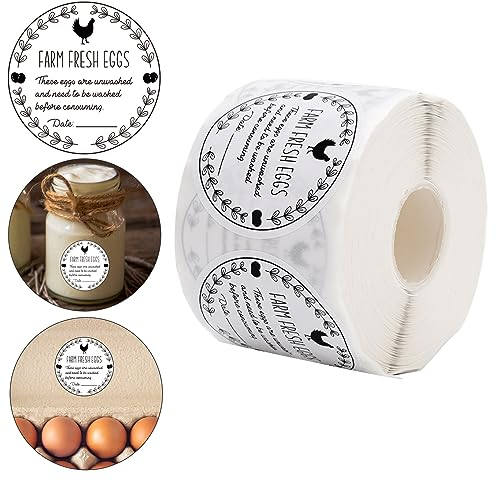 AnyDesign 500pcs Farm Fresh Eggs Stickers 2 Inch Farmer’s Market Packaging Stickers Wheat Ear Unwashed Eggs Writable Label Decal for Business Farm Fresh Produce Egg Cartoon Labeling
