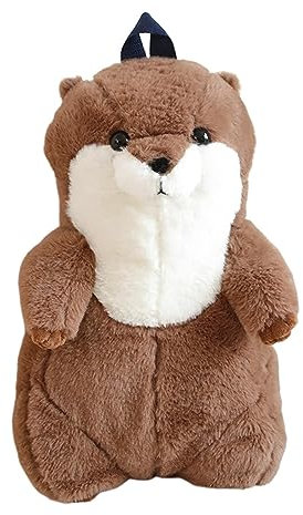 Seeotter-Rucksack, Handtasche, Reiserucksack, Umhängetasche, langlebige Spielzeugtaschen, lustige Plüschtasche für Männer, Frauen, Jungen, Mädchen, BRAUN