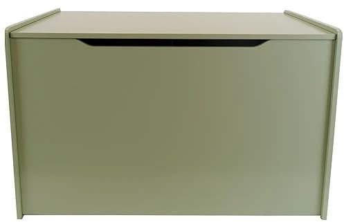 Bandits & Angels Holzspielzeugkiste Aufbewahrungsbox XL Retro Grün – Sicherer Verschluss mit Gasfeder – Maße 80x50x50 cm – Retro Grüne Spielzeugkiste fürs Kinderzimmer