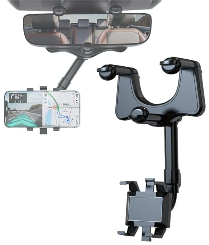 ROROJOYMA Handyhalterung Auto Rückspiegel Universal Handyhalterung Auto Spiegel 360 Grad Drehbarer und Einziehbarer für Alle Mobiltelefone