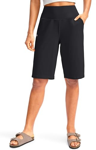 G Gradual Women's 12 Bermuda Long Shorts with Pockets High Waisted Stretch Knee Length Shorts for Women Summer Walking(Black,XL)