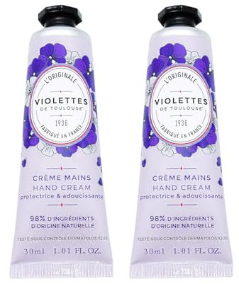 BERDOUES Crème Main Violettes de Toulouse, Lot de 2, Crème main protectrice et adoucissante délicatement parfumée