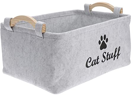 Cabilock Cesta De Almacenamiento De Tela Para Juguetes De Mascotas y Ropa Sucia Organizador Multifuncional Asas Contenedor De Sundries Hogar y Oficina Gris