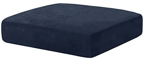 CYCMACO Samt Sitzkissenbezug, Stretch Sofa Sitzkissenbezug rutschfest, Universal Sofa Überzug Wohnzimmer, Elastischer Kissenbezüge, Waschbare(Großer 1-Sitzer, Dunkel Blau)
