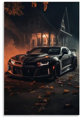 YBJDLO Camaro Rennwagen-Poster, Superauto, Sport, Auto, Zimmer, Wohnzimmer, Dekoration, moderne ästhetische Wandkunst, Geschenk für Freunde, Bett, ungerahmt, 20 x 30 cm