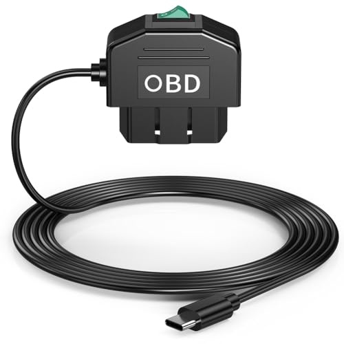 Dropfree Dash Cam OBD Hardwire Kit Dash Camera USB Type C Hardwire Set with OBD Power Cable for Dashcam 12-24V to 5V/3A