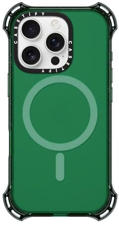 CASETiFY Bounce iPhone 16 Pro Case [Shockproof / 21.3ft. 6X Military Grade Drop Protection/Compatible with Magsafe] - Deep Green