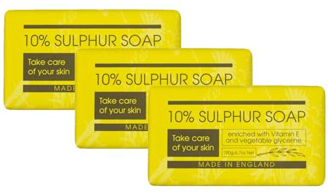 Set mit 3 Reinigungsseifen für Körperpflege, 190 g, 10 % Schwefel