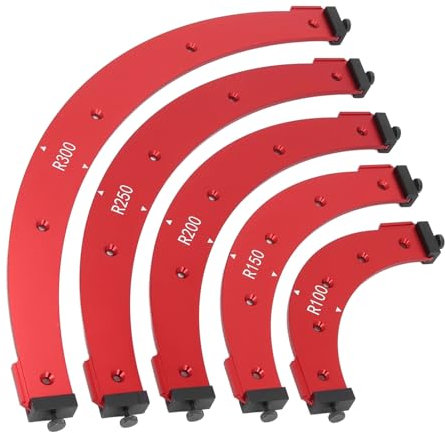 Radius Jig Router Templates Set, R100 R150 R200 R250 R300 Corner Radius Routing Templates, Aluminum Alloy Trimming Round Corner Templates for Woodworking Cabinet