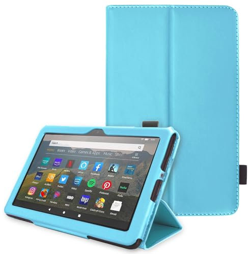 Funda para tablet Fire HD 8, piel sintética, con soporte inteligente, correa de mano [reposo/despertar] para Amazon Fire HD de 8 pulgadas / HD 8 pulgadas Plus/HD 8 pulgadas Kids/Kids Pro 2024 2022