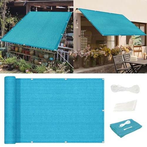 Toldo parasol rectangular para exteriores, 160 x 300 cm, parasol UV para jardín, patio, color azul cielo