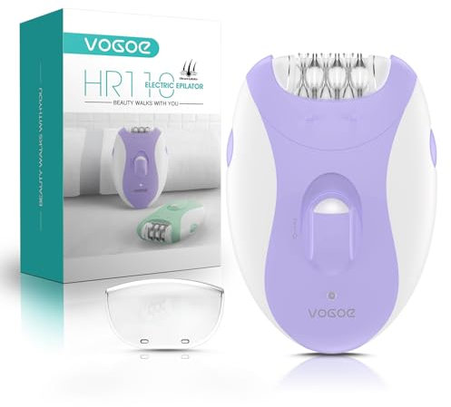 VOGOE Depiladora Mujer con 21 Pinzas & Luz LED, 2 Velocidades Inalámbrica Maquina Depilar Mujer, Depiladora Electrica Recargable para Brazos & Piernas HR110 (Púrpura)