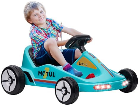 AIYAPLAY Electric Go Kart, 6V Battery Powered Kids Go Kart with Music, Light, Horn, Kids, Ride on Car for 3-5 Years, Blue